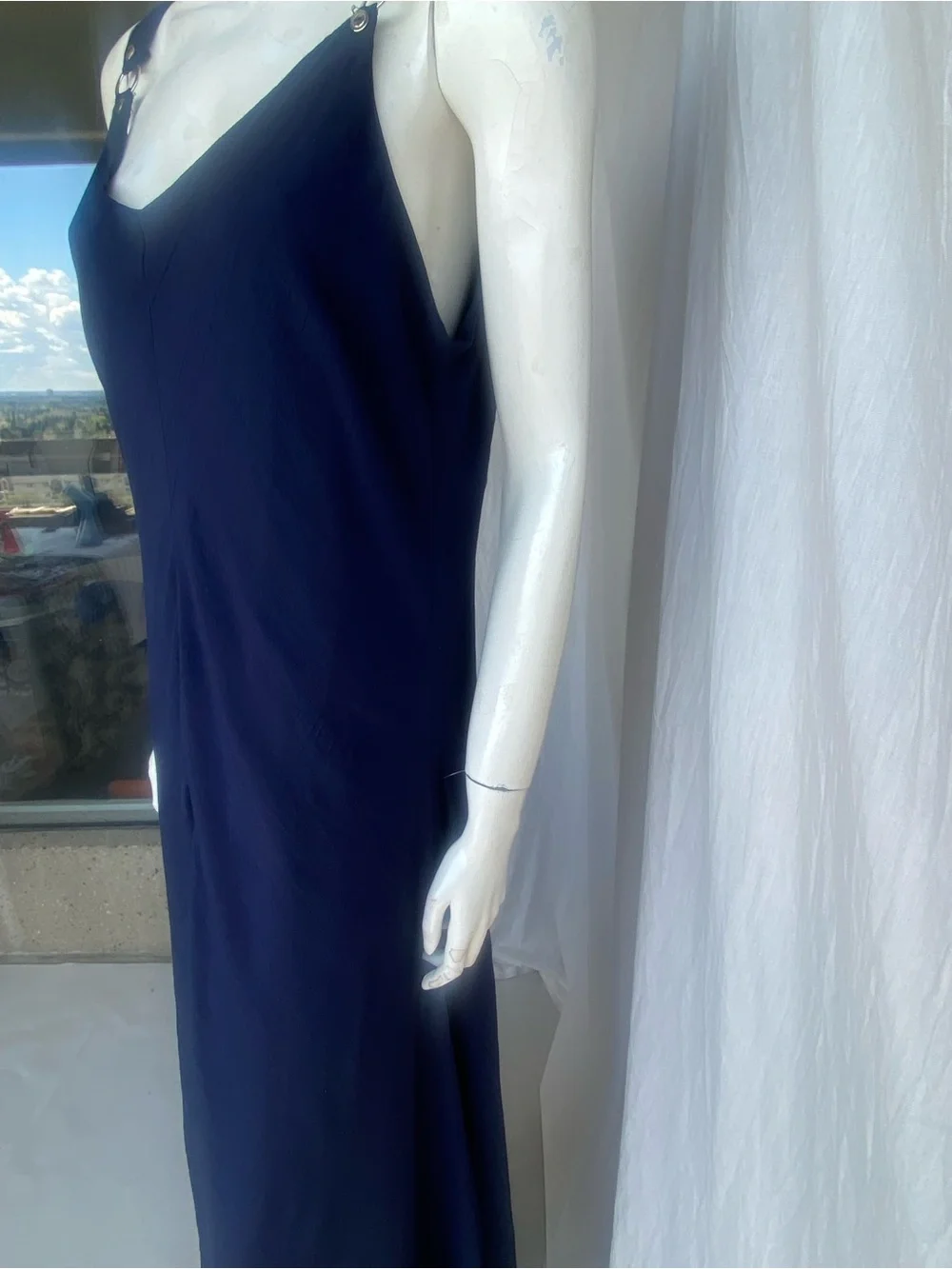 Joseph Ribkoff Navy Cocktail Dress Asymmetrical Hem Size 16 - Picture 3 of 11